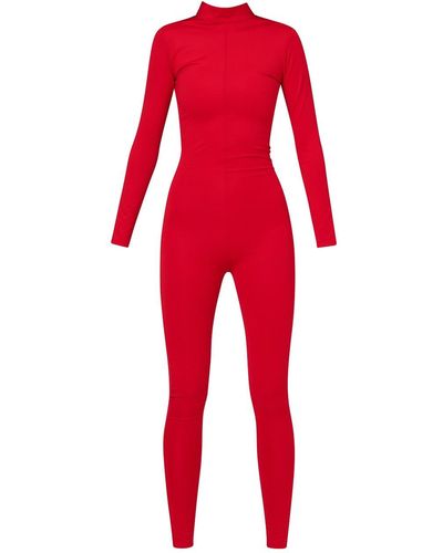 LIA ARAM Long-sleeved Fitted Jumpsuit - Red