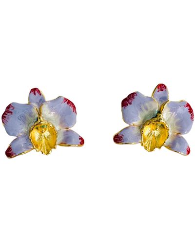 The Pink Reef Lavender French Orchid Earrings - Blue