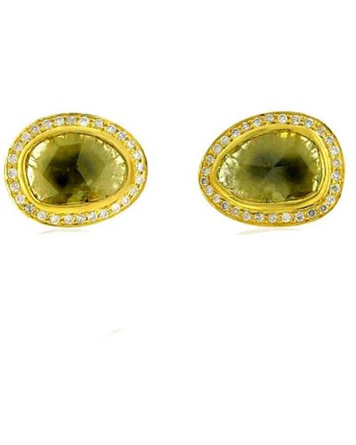 Artisan Natural Diamond Stud Earrings 18k Solid Yellow Gold Handmade Jewellery