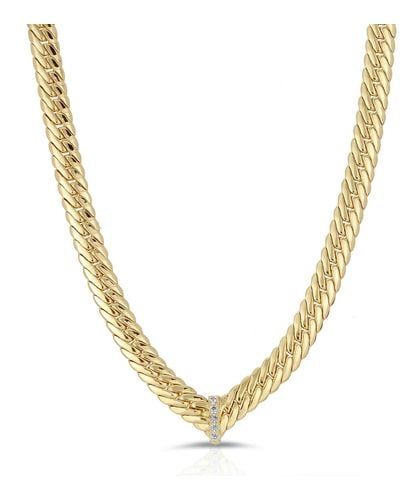 Glamrocks Jewelry Cz Chevron Statement Necklace- Clear - Metallic
