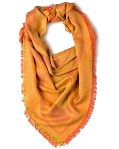 Washein Orange Premium Baby Alpaca & Silk Large Bandana Squared Scarf