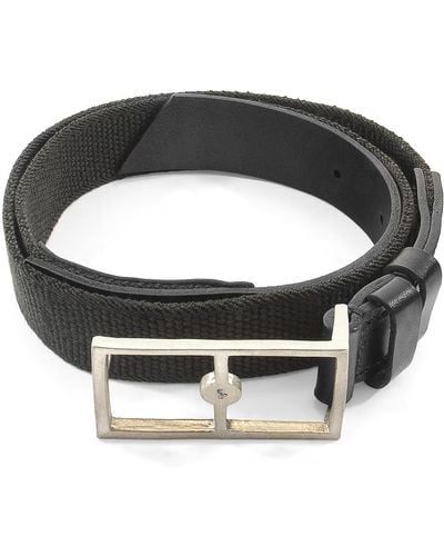 Anchor and Crew Elastic Signature Glenam Leather & Nickel Belt - Grey