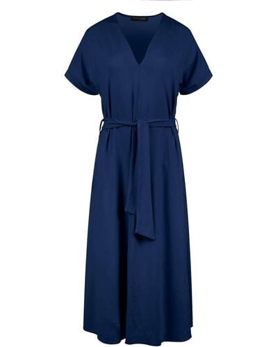 Conquista Jersey Belted Midi Dress - Blue