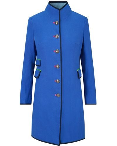 Beatrice von Tresckow Electric Linen Cavalier Coat - Blue