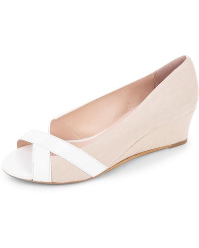 Patricia Green Neutrals Como Peep Toe Wedge Natural Linen - Pink