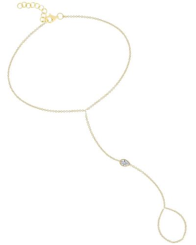 770 Fine Jewelry Single Marquise Shape Bezel Hand Chain Bracelet - White