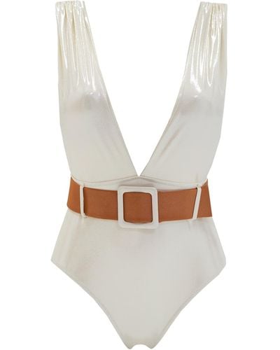 Aulala Paris Starry Night One Piece Swimsuit With Belt - White