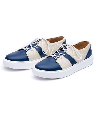 Mas Laus Neutrals / And Off White Leather Sneakers - Blue
