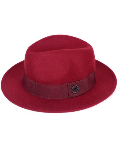 DAVID WEJ Wool Fedora Hat - Red