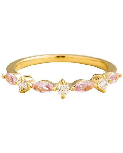 Juvetti Markiz Gold Ring In Pink Sapphire & Diamond - Metallic