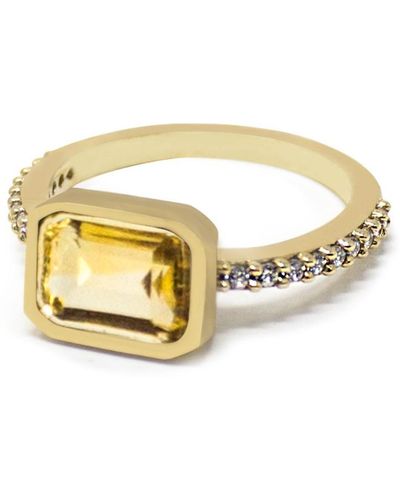 Vintouch Italy Luccichio Gold Vermeil Citrine Sparkle Ring - Multicolor