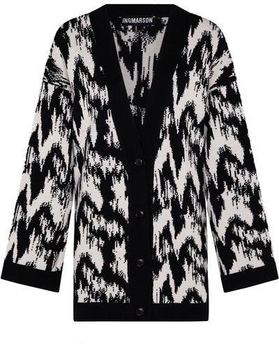 INGMARSON Ikat Wool & Cashmere Knitted Cardigan - Black