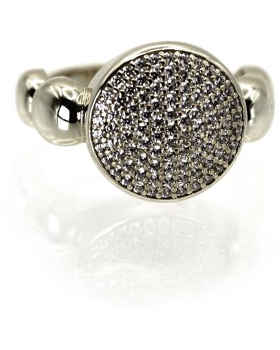 VicStoneNYC Fine Jewelry Natural Diamond Pave Setting Signet Solid Gold Ring - Grey