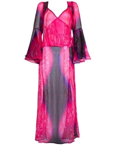 Paloma Lira Cherry Crystal Chiffon Dress - Pink