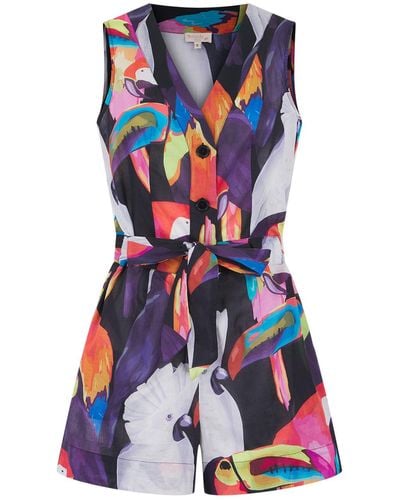 Nooki Design Coco Playsuit In Tropical Print - Blue