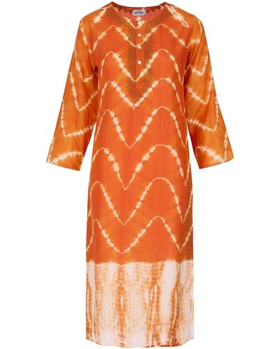 Antra Designs The Pheme Silk Kaftan Tangerine - Orange