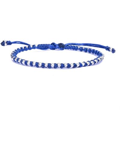 Harbour UK Bracelets Dainty Handmade Friendship Bracelet With Tiny Silver Beads - Blue