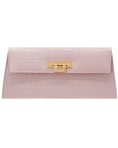 Lalage Beaumont Fonteyn Clutch Orinoco Print Calf Leather Handbag - Pink