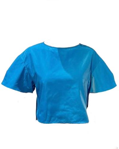 SNIDER Leda Cropped Short Sleeve Top - Blue