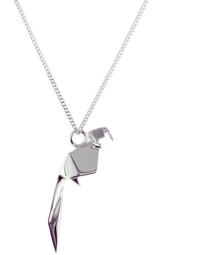Origami Jewellery Mini Parrot Necklace Sterling - Metallic