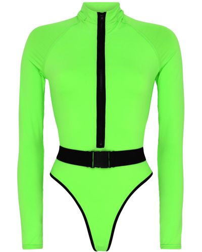 Noire Swimwear Surf-up Neon Swimsuit - Green