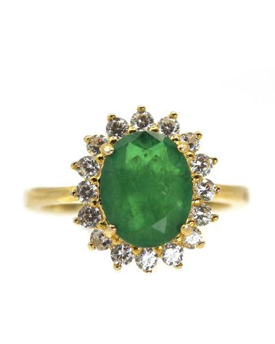 VicStoneNYC Fine Jewelry Unique Halo Stone Ring - Green