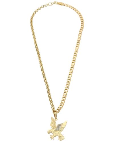 Wolf and Zephyr Vintage Diamond Eagle Pendant With Graduated Chain - Metallic
