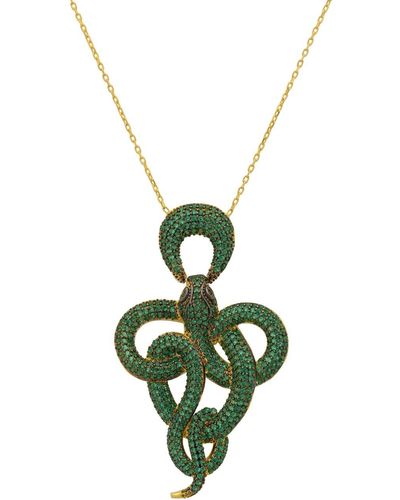 LÁTELITA London Viper Snake Pendant Necklace Gold Emerald - Green
