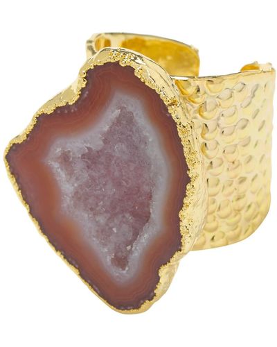 YAA YAA LONDON Caramel Mega Gemstone Gold Statement Ring - Metallic