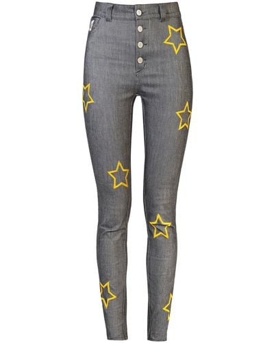 blonde gone rogue Stars Embroidered Skinny Jeans In Gray