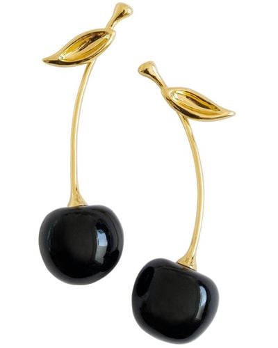 POPORCELAIN Porcelain Black Cherry Earrings - Metallic