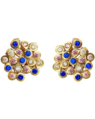 Lily Flo Jewellery Glitter Ball Flat Lab Diamonds, Sapphires And Pink Sapphires - Blue