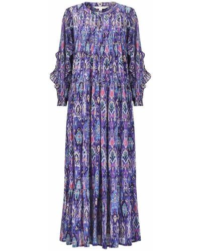 East Pandora Lavender Foil Print Georgette Dress - Blue