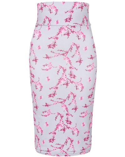 Sophie Cameron Davies & Pink Floral Midi Skirt - Gray