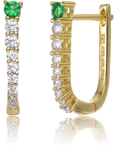 Genevive Jewelry Cléo U-shaped Green Mini huggie Hoop Earrings - Metallic