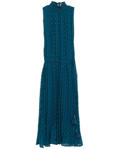 Niza Pleated Midi Dress - Blue