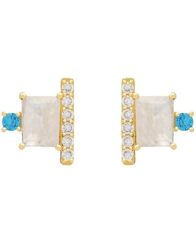 Lavani Jewels White & Blue Clarité Earrings - Metallic