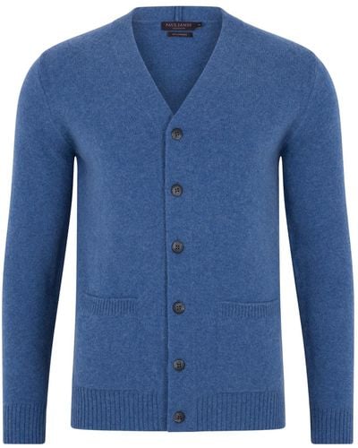 Paul James Knitwear S Lambswool Thompson Two Pocket Cardigan - Blue