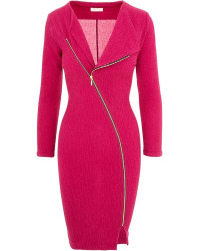 ROSERRY Chelsea Zipped Glitter Jersey Midi Dress In Fuchsia - Pink