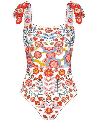 Jessie Zhao New York Garden Reversible One-piece Swimsuit - White