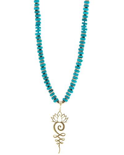 Ebru Jewelry Turquoise Unalome Serenity Necklace - Metallic