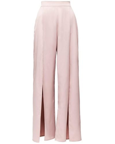La Musa Silk Step Pants Beige - Pink