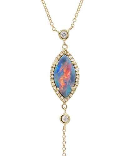 KAMARIA Opal Marquise Lariat With Diamonds - Blue