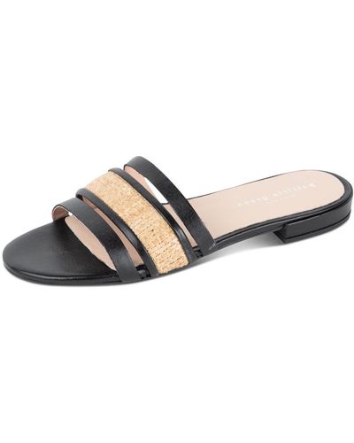 Patricia Green Amalfi Raffia & Leather Flat Sandal - Black