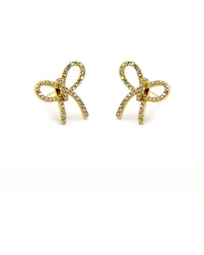 VicStoneNYC Fine Jewelry Ribbon Stud Earrings - Metallic