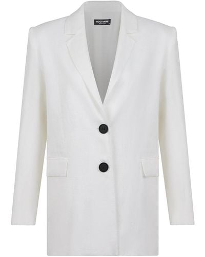 Nocturne Double-breasted Linen Jacket - White
