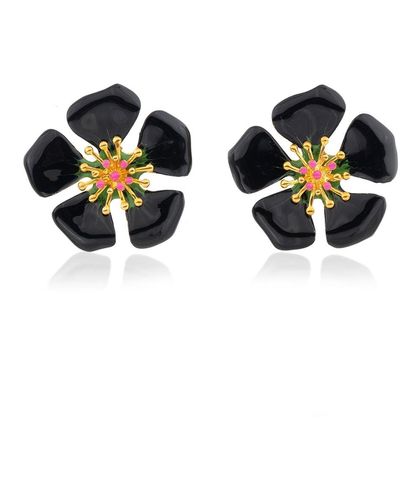 Milou Jewelry Primrose Flower Earrings - Black