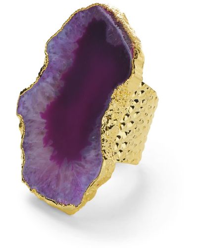 YAA YAA LONDON Ultra Mega Purple Gemstone Gold Statement Ring