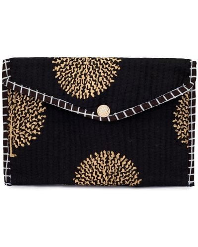 At Last Cotton Clutch Bag In Midnight - Black