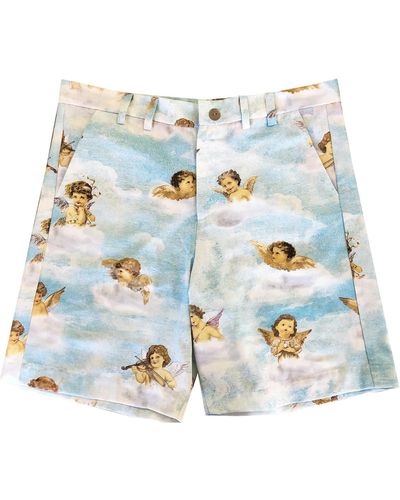 Quillattire Blue Sky And Cupid Print Shorts